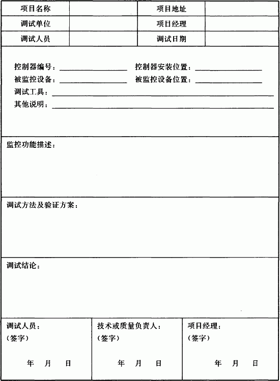 表C．0．2 被監(jiān)控設(shè)備的監(jiān)控功能調(diào)試記錄